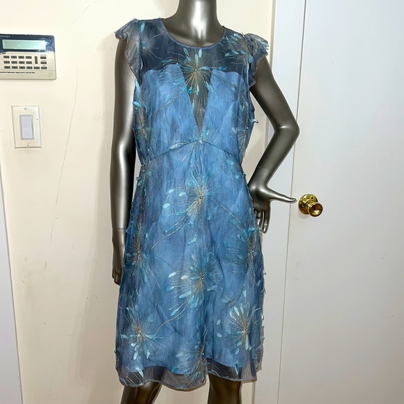 Soft blue Embroidered Dress - Picture 1 of 10